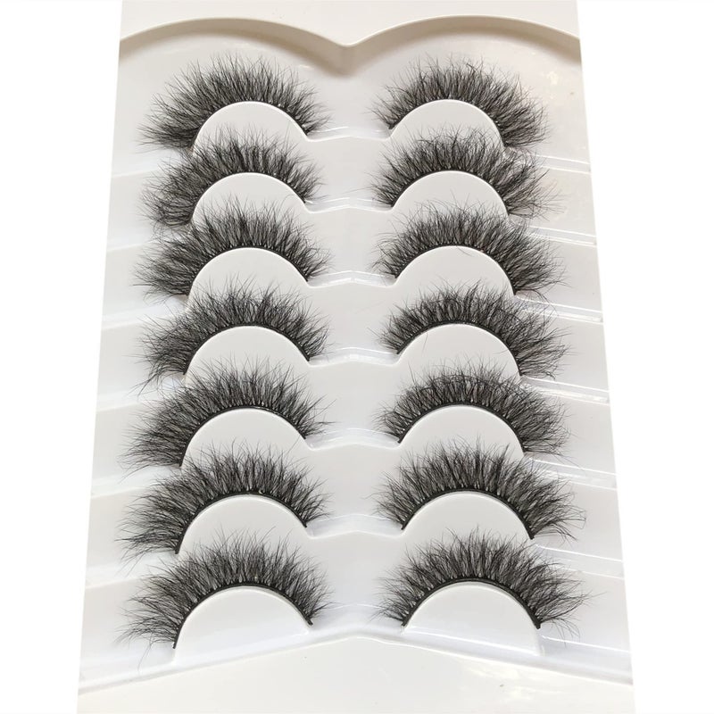 Pooplunch False Eyelashes Cat Eye Wispy Fairy Lashes Fluffy Natural Short Faux Mink Fake Eyelash 7 Pairs Pack - Image 2