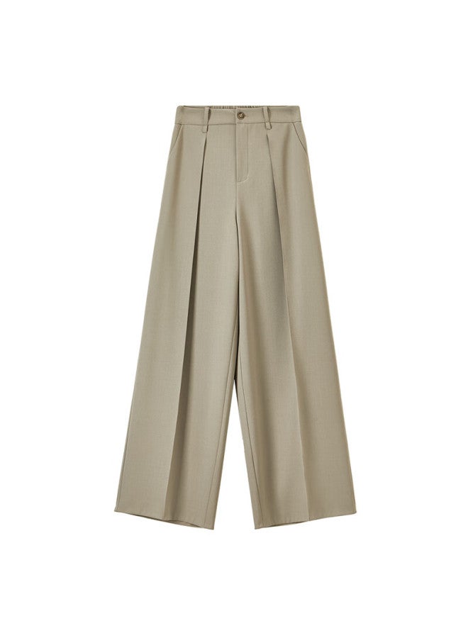 Sentubila High Waist Wide Leg Pants Women New Spring Loose Slim Casual Trousers Elegant Versatile Workwear Long Pants Khaki Green M - Image 3