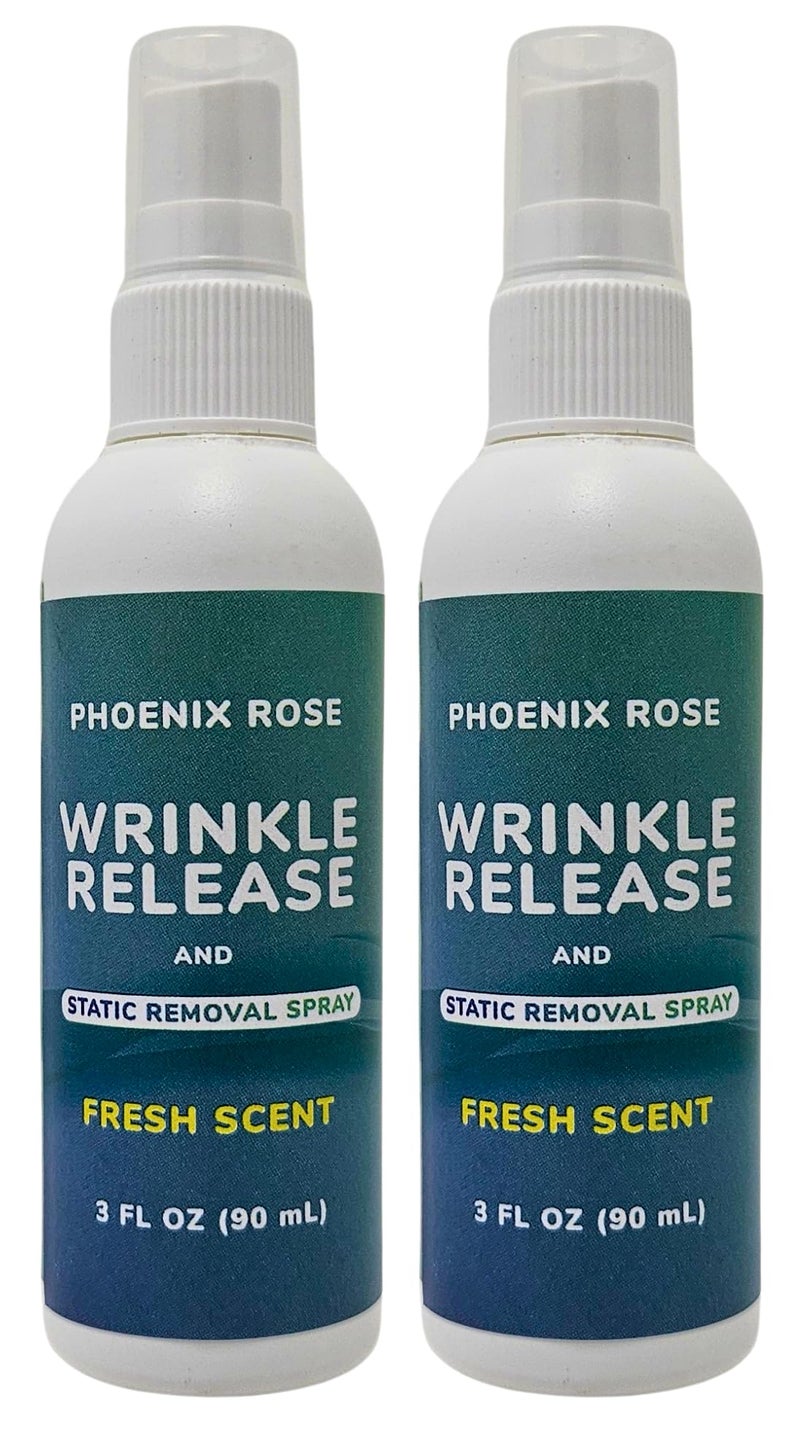 Phoenix Rose Wrinkle Release and Static Removal Spray - Fresh Scent - 3 oz Spray Bottle - TSA Travel Compliant - (Pack of 2) - (Packaging may vary) - Image 1