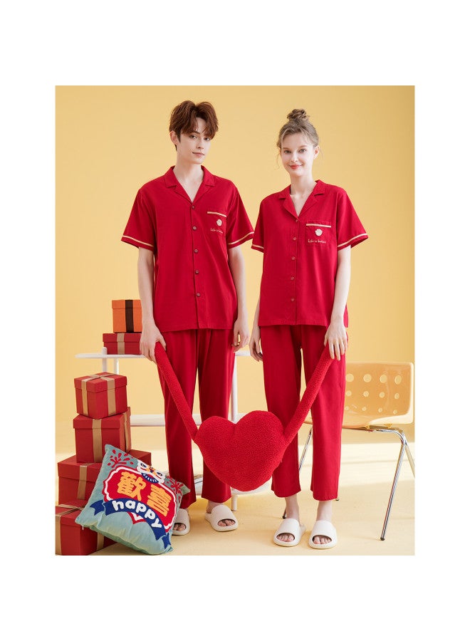 Fenton women's Pajama Set - 100% Pure Cotton Short Sleeve & Long Pants For Spring/autumn Homewear - Image 4