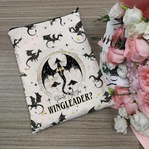 Maydvdv Fourth Wings Inspired Book Sleeve, Book Sleeves with Zipper, Dragon Book Sleeve for Book Lovers, Book Pouch Kindle Protector, Gifts for Women Teacher Librarian Bookworm Bookish (White-A, Large) - Image 3