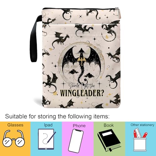 Maydvdv Fourth Wings Inspired Book Sleeve, Book Sleeves with Zipper, Dragon Book Sleeve for Book Lovers, Book Pouch Kindle Protector, Gifts for Women Teacher Librarian Bookworm Bookish (White-A, Large) - Image 4