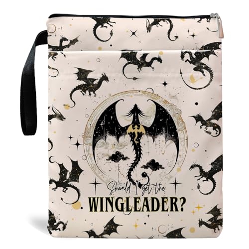 Maydvdv Fourth Wings Inspired Book Sleeve, Book Sleeves with Zipper, Dragon Book Sleeve for Book Lovers, Book Pouch Kindle Protector, Gifts for Women Teacher Librarian Bookworm Bookish (White-A, Large) - Image 1