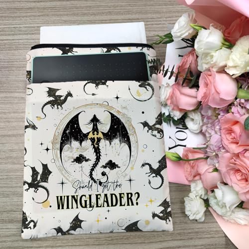 Maydvdv Fourth Wings Inspired Book Sleeve, Book Sleeves with Zipper, Dragon Book Sleeve for Book Lovers, Book Pouch Kindle Protector, Gifts for Women Teacher Librarian Bookworm Bookish (White-A, Large) - Image 5