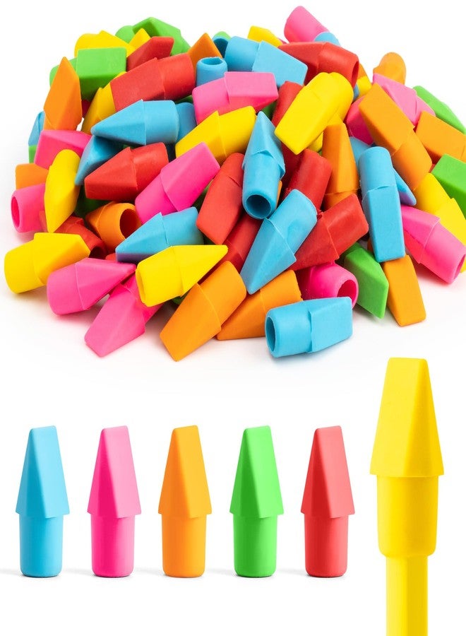 CINDALOG 120 Pack Pencil Top Eraser, 6 Colors Wedge-Shaped Cap Erasers for Classroom Supplies, Teacher Must Haves, Fits Standard Pencils for School and Office Use - Image 1