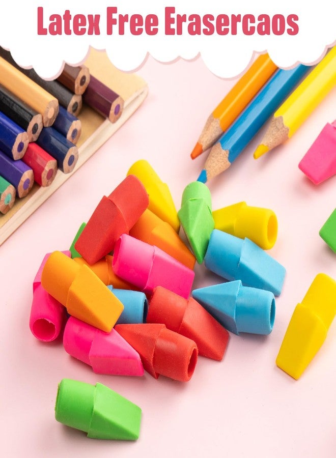 CINDALOG 120 Pack Pencil Top Eraser, 6 Colors Wedge-Shaped Cap Erasers for Classroom Supplies, Teacher Must Haves, Fits Standard Pencils for School and Office Use - Image 5