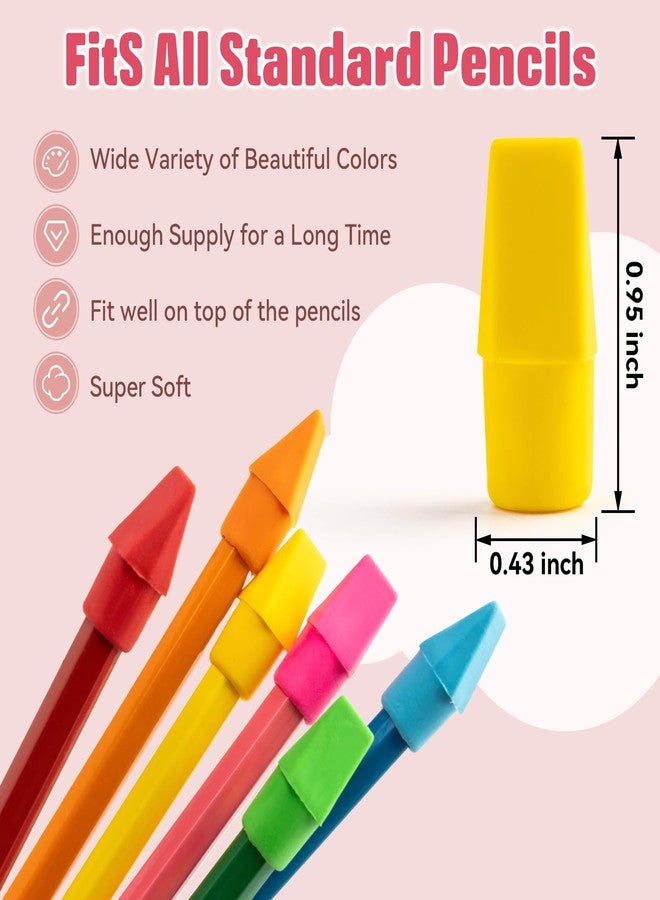 CINDALOG 120 Pack Pencil Top Eraser, 6 Colors Wedge-Shaped Cap Erasers for Classroom Supplies, Teacher Must Haves, Fits Standard Pencils for School and Office Use - Image 2