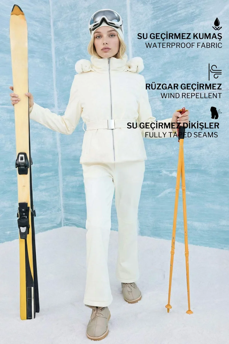 Regular Fit Flared Leg Extra Long Softshell Ski Trousers