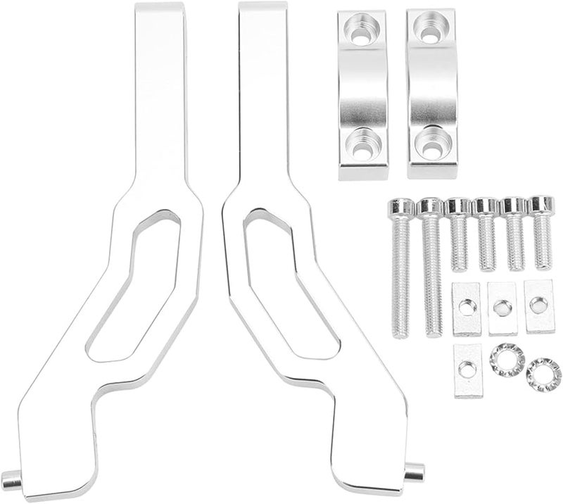 Snowmobile Handguard Mount Brackets Kit Aluminum Silver Easy Installation Wind Snow Protection - Image 1