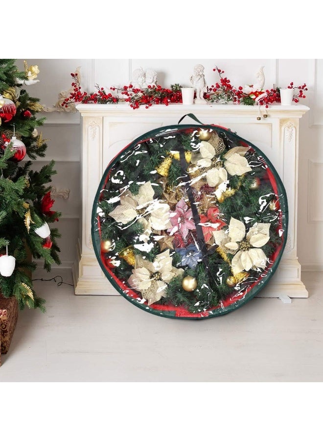 Primode Xmas Wreath Storage Bag 36" | Garland Wreaths Container With Clear Window For Easy Holiday Storage | Durable 600D Oxford Material (Red) - Image 4