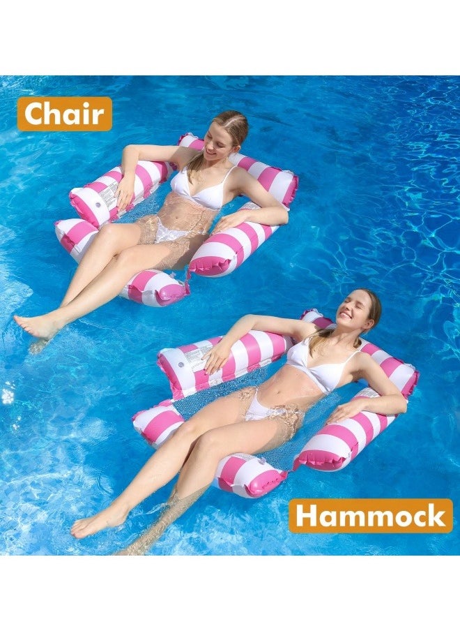 Inflatable Pool Float Chair Lounge for Adults and Kids Floating,Stripe Pattern Float Hammock for Pool Party Summer Water Fun