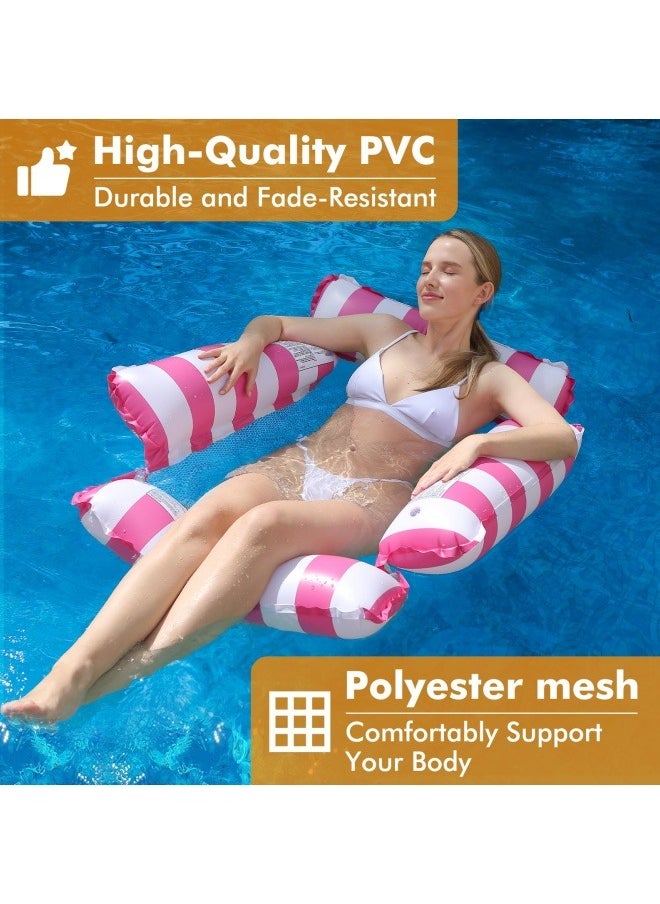 Inflatable Pool Float Chair Lounge for Adults and Kids Floating,Stripe Pattern Float Hammock for Pool Party Summer Water Fun