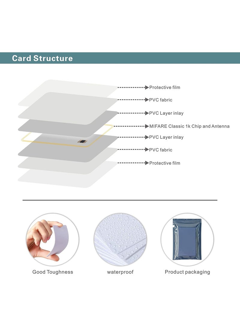 30 قطعة بطاقات ميفير كلاسيك 1K 13.56 ميجاهرتز RFID الذكية، بطاقات ISO14443A M1، قابلة للطباعة فارغة للتحكم في الوصول، مفاتيح الفنادق، إلخ - Image 3