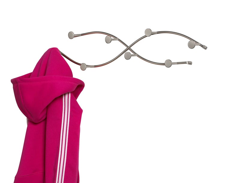 Spectrum Diversified Sweep Wall-Mount, 8-Hook Double Entryway, Closet Bathroom & Kitchen Storage, Home Decor Hat & Coat Rack for Organization, Satin Nickel - Image 4