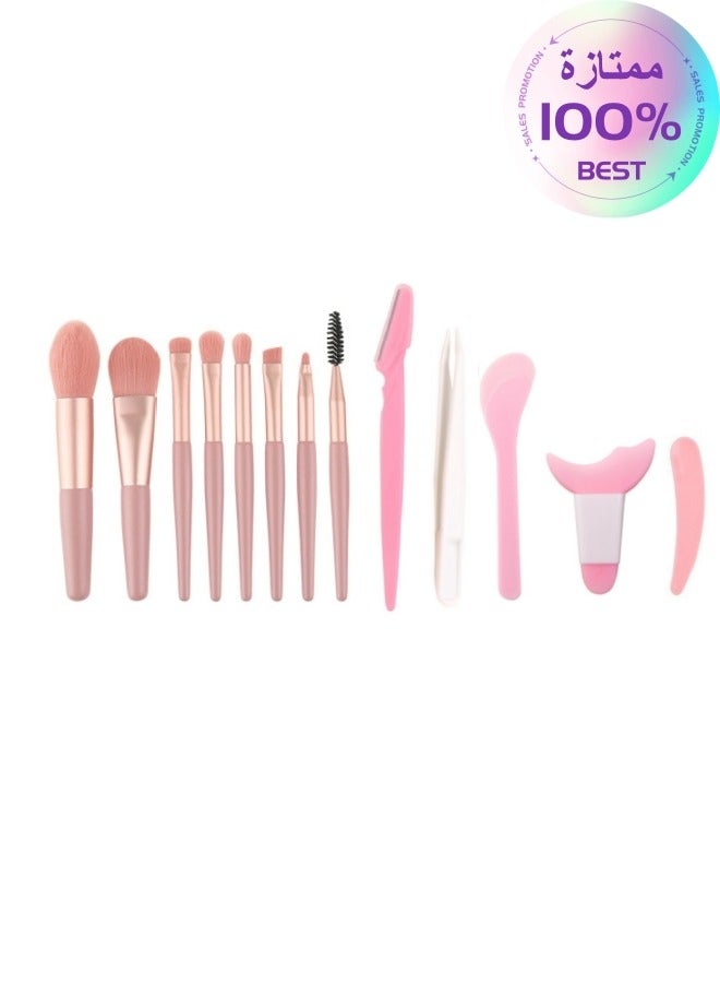 Makeup Brushes, Makeup Brush Set Mini, 13 Pieces Travel Makeup Brush Set, Makeup Brushes for Face Foundation Blush Eyeshadow (Pink) - Image 1