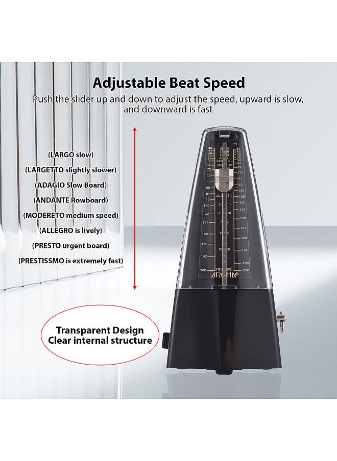 Aroma - Mechanical Metronome Portable Metronome Adjustable Beat Speed Lightweight Loud Sound - Image 1