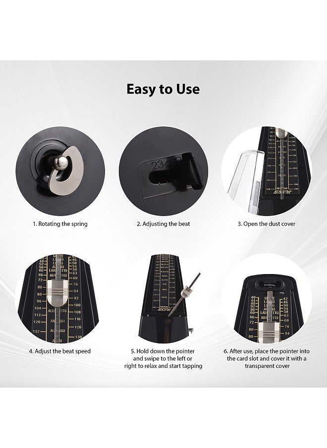 Aroma - Mechanical Metronome Portable Metronome Adjustable Beat Speed Lightweight Loud Sound - Image 1