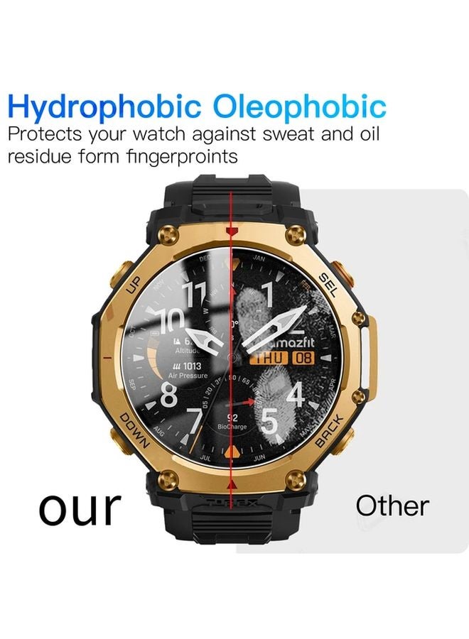 5Pcs Tempered Glass Screen Protector For Amazfit T Rex 3 Pro 48mm 9H Hardness - Image 3