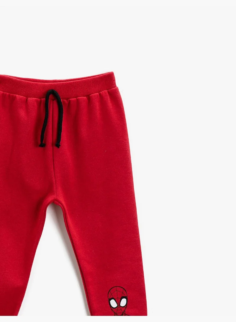 KOTON Spider Man Printed Drawstring Jogger Sweatpants Licensed