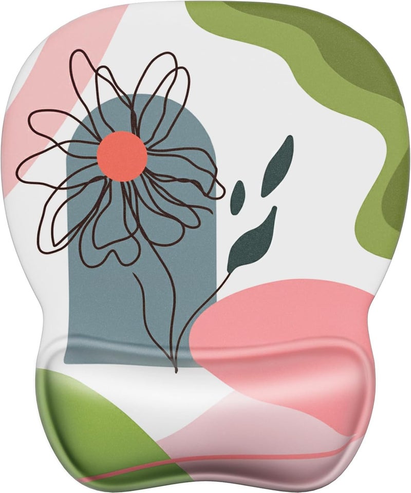 MROCO Ergonomic Mouse Pad with Gel Wrist Rest, Comfortable Mousepad with Smooth Wrist Support Surface and Non-Slip PU Base for Pain Relief, Computer, Laptop, Office & Home, 9.4 x 8.1 in, Pastel Petals - Image 1