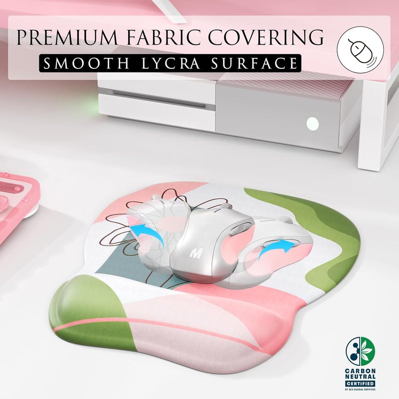 MROCO Ergonomic Mouse Pad with Gel Wrist Rest, Comfortable Mousepad with Smooth Wrist Support Surface and Non-Slip PU Base for Pain Relief, Computer, Laptop, Office & Home, 9.4 x 8.1 in, Pastel Petals - Image 2