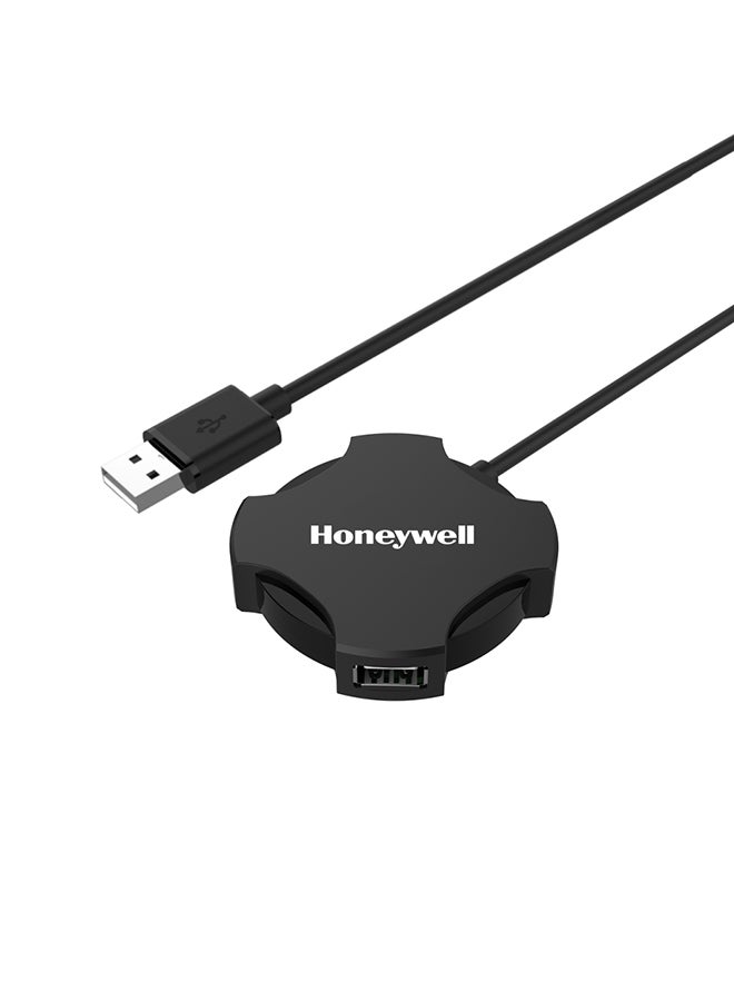 Honeywell 4In1 Ultra Slim Usb Hub 2.0 1.2Mtr Cable With A Transfer Speed Of 480Mbps Universally Compatible With All Usb Pc Speaker Laptop Hard Drive Keyboard Printer Pen Drive Black Black - Image 1