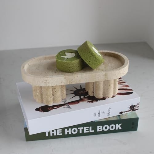 Natust Natural Travertine Marble Oval Tray with 2 Legs, 10" Vanity Decorative Tray for Countertop Organizer, Catchall Tray for Perfume, Candles, Jewelry Dishv - Image 5