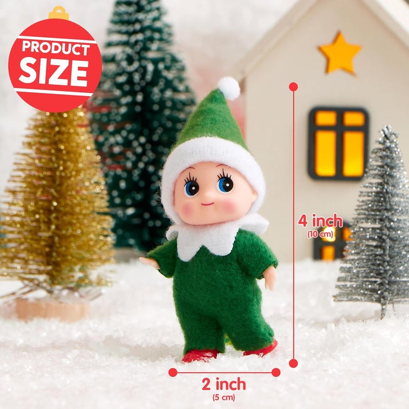 Mienocol Pack of 2 Christmas Elf Figures Mini Elves for Boys Girls, Red Green Mini Doll Elf Christmas Baby Tiny Christmas Elf for Christmas New Year Gift, Christmas Stocking Filler - Image 2