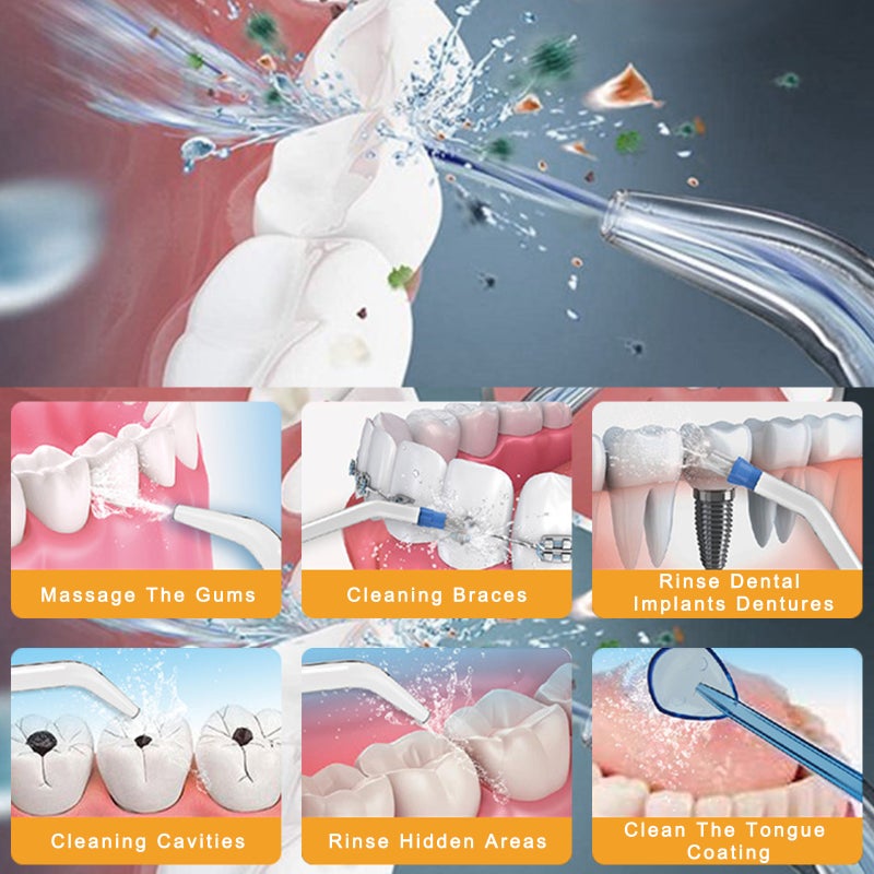 Portable Water Flosser V500 Electric Oral Irrigator w/3 Levels of Flushing Adjustment/4 Nozzles Dental Tooth Whitening Teeth Cleaner - Image 3