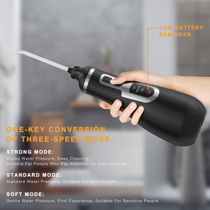 Portable Water Flosser V500 Electric Oral Irrigator w/3 Levels of Flushing Adjustment/4 Nozzles Dental Tooth Whitening Teeth Cleaner - Image 4