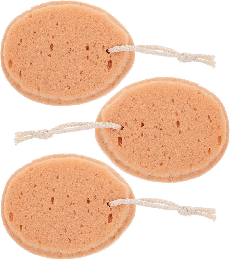 IMIKEYA 3pcs Soft Exfoliating Bath Sponges for Body Gentle Shower Scrubber and Adult Bath Accessories Light Brown Honeycomb Sponge - Image 1