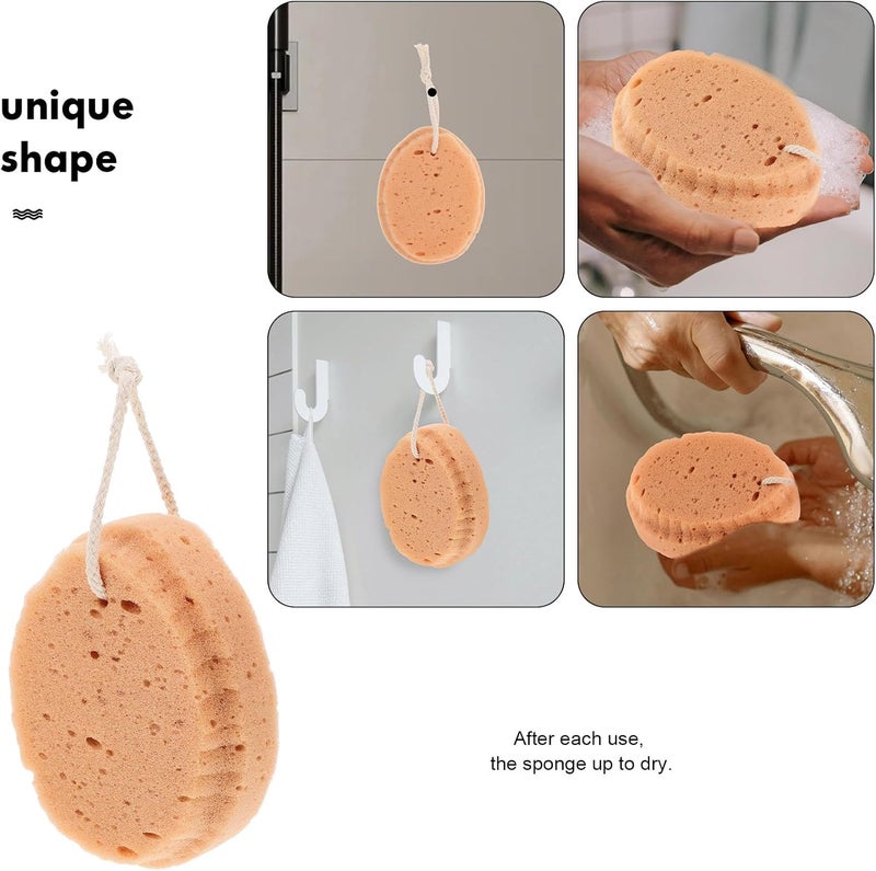 IMIKEYA 3pcs Soft Exfoliating Bath Sponges for Body Gentle Shower Scrubber and Adult Bath Accessories Light Brown Honeycomb Sponge - Image 3