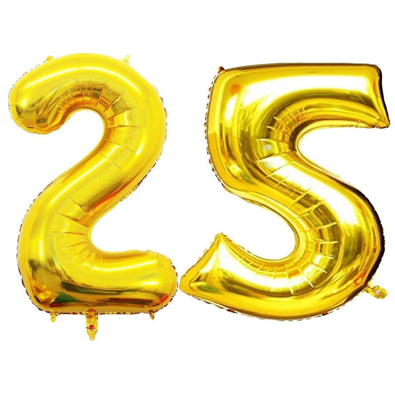 Atpata Funky 25 Number Golden Foil Balloon 16 inch Size Birthday Decoration Items | Happy Birthday Decoration Kit | 25th Year Birthday Party Anniversary Wedding Decorations - Image 4