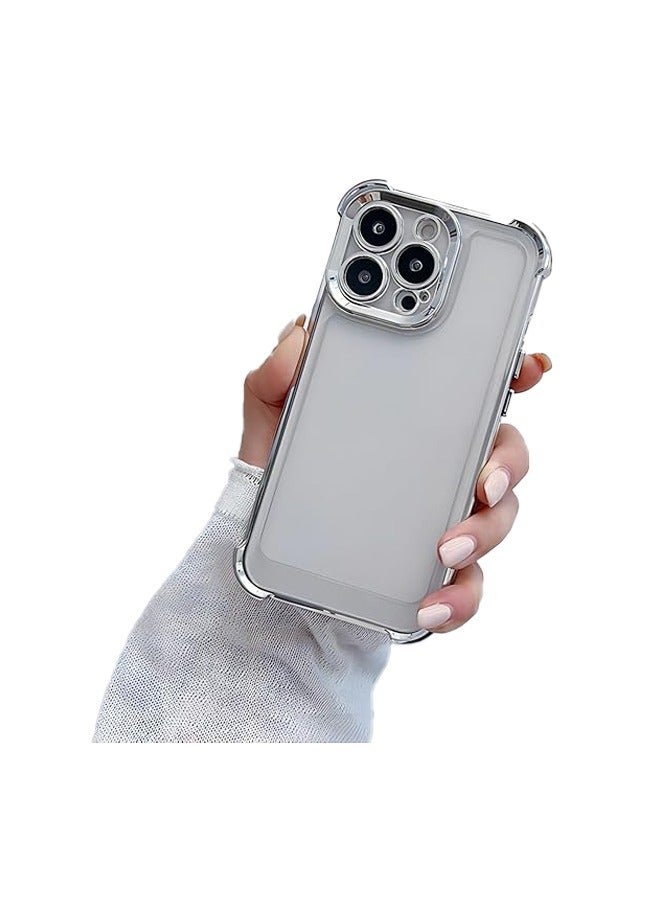 جراب هاتف مضاد للسقوط كبير الحجم مزود بفتحة دقيقة ومطلي بالكهرباء لهاتف iPhone 13 Series، فضي اللون، مضاد للانزلاق، مضاد للسقوط، مقاوم للأصفر، مصنوع من مادة TPU+PC 2 في 1 - Image 1