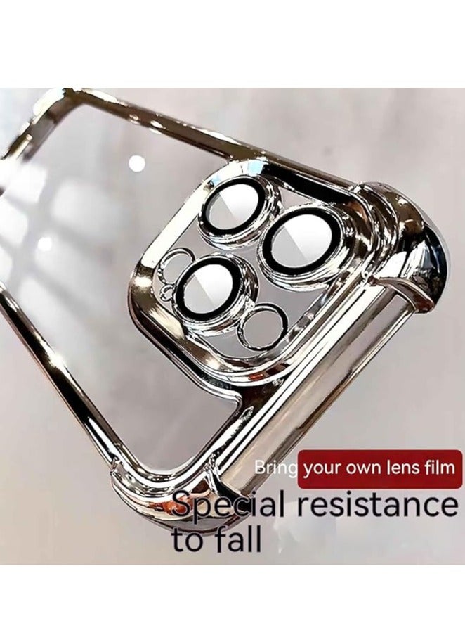 جراب هاتف مضاد للسقوط كبير الحجم مزود بفتحة دقيقة ومطلي بالكهرباء لهاتف iPhone 13 Series، فضي اللون، مضاد للانزلاق، مضاد للسقوط، مقاوم للأصفر، مصنوع من مادة TPU+PC 2 في 1 - Image 2