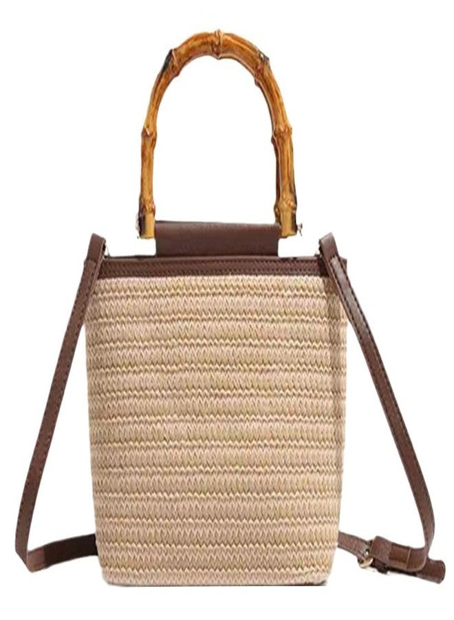 Caistre Straw Woven Bucket Bag For Women 2025 Summer Small Purse Versatile Hobo Crossbody Bag Beach Vacation Straw Tote Bag - Image 1