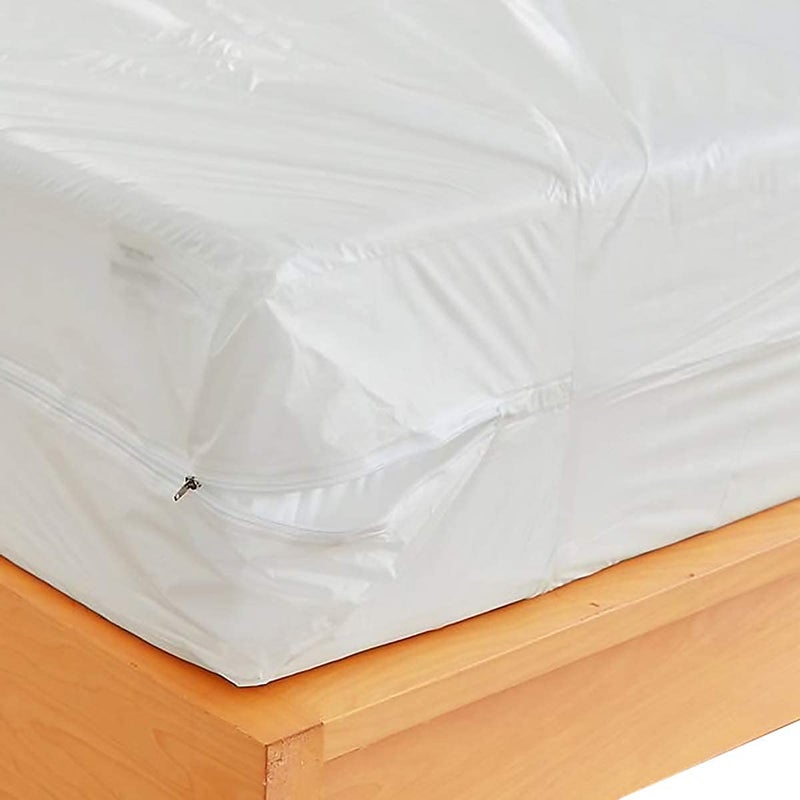 Waterproof Zippered Plastic Mattress Protector Encasement, Vinyl Mattress Bed Cover Proof (King Size)