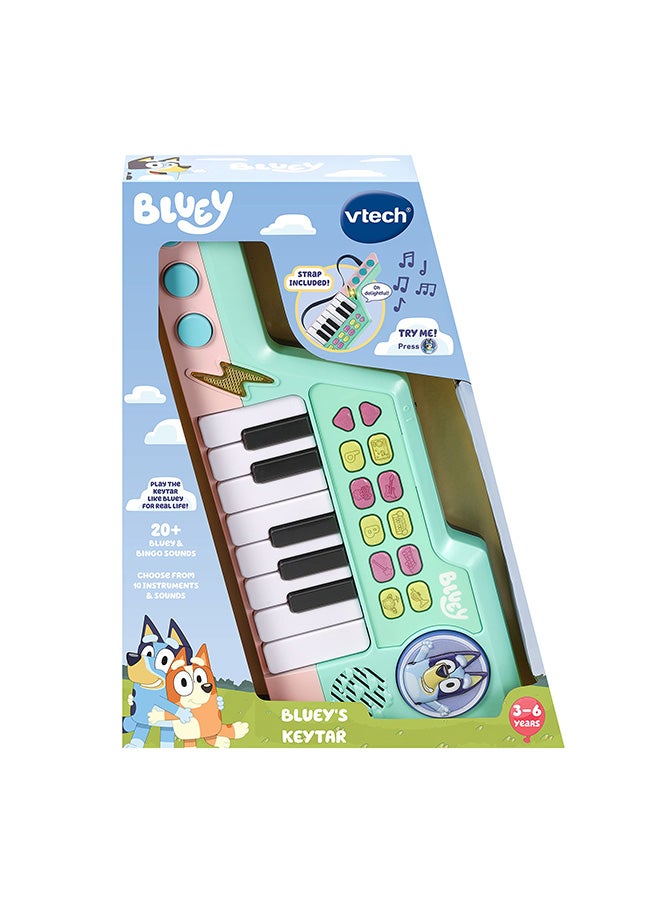 vtech لعبة كيتار بلوي الزرقاء (خضراء) | تحتوي على 5 أصوات آلات موسيقية، عبارات، تأثيرات صوتية ولحن، لعبة موسيقية تفاعلية | هدية مثالية للأطفال 3، 4، 5+ سنوات - Image 1