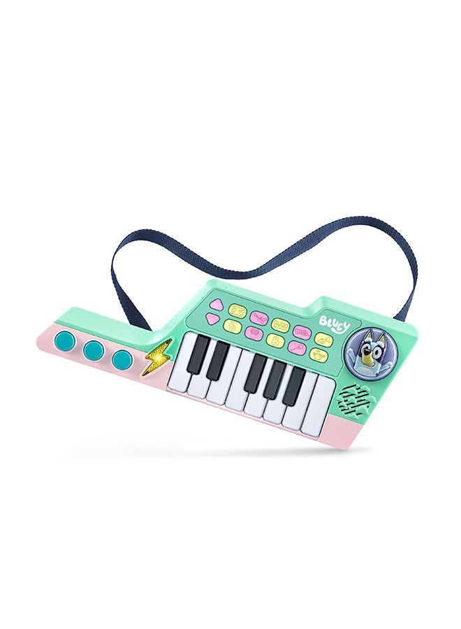 vtech لعبة كيتار بلوي الزرقاء (خضراء) | تحتوي على 5 أصوات آلات موسيقية، عبارات، تأثيرات صوتية ولحن، لعبة موسيقية تفاعلية | هدية مثالية للأطفال 3، 4، 5+ سنوات - Image 3