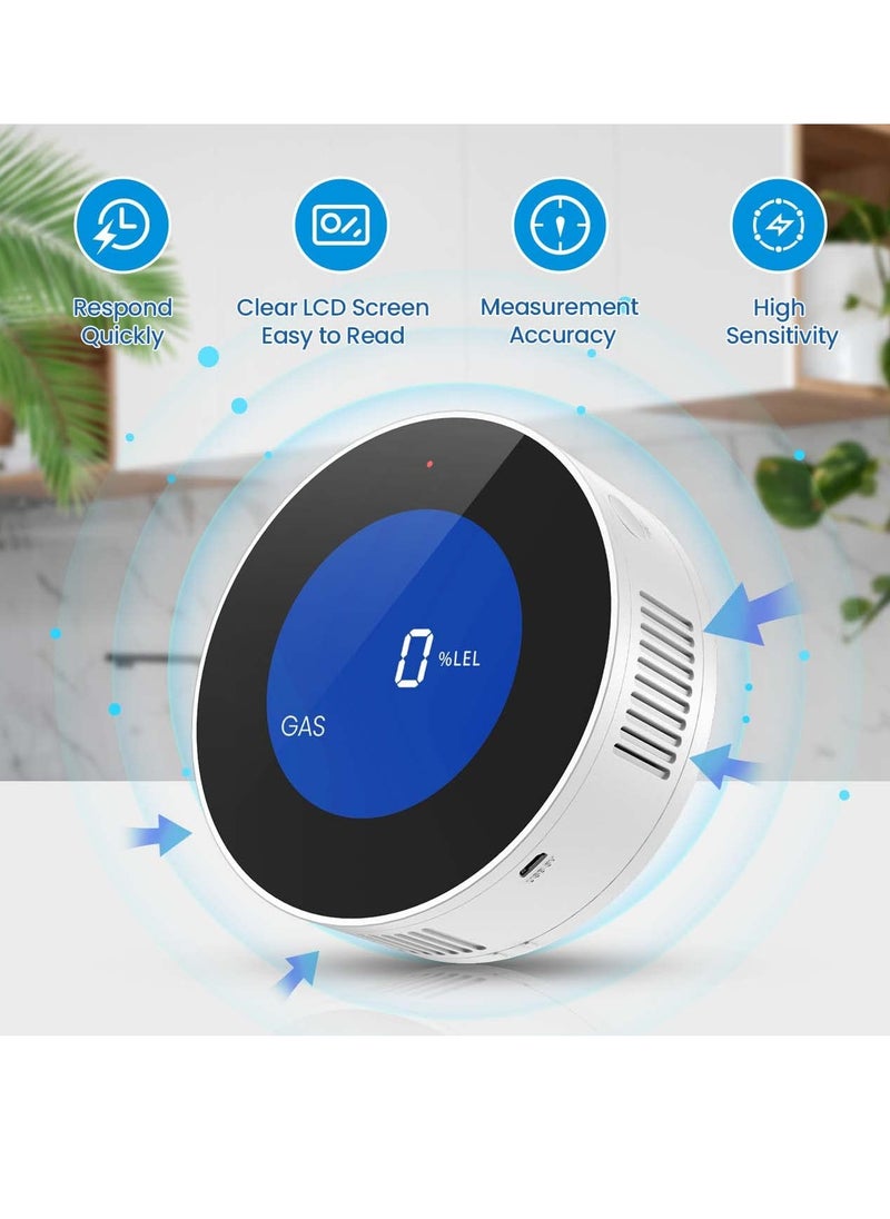 KASTWAVE - Natural Gas Detector for Home, Propane Methane Detector for Kitchen Camper RVs Garage with Accuracy Digital Display, Alarm Sound, Power Cord - Upgraded LNG LPG Gas Leak Detector - Image 1