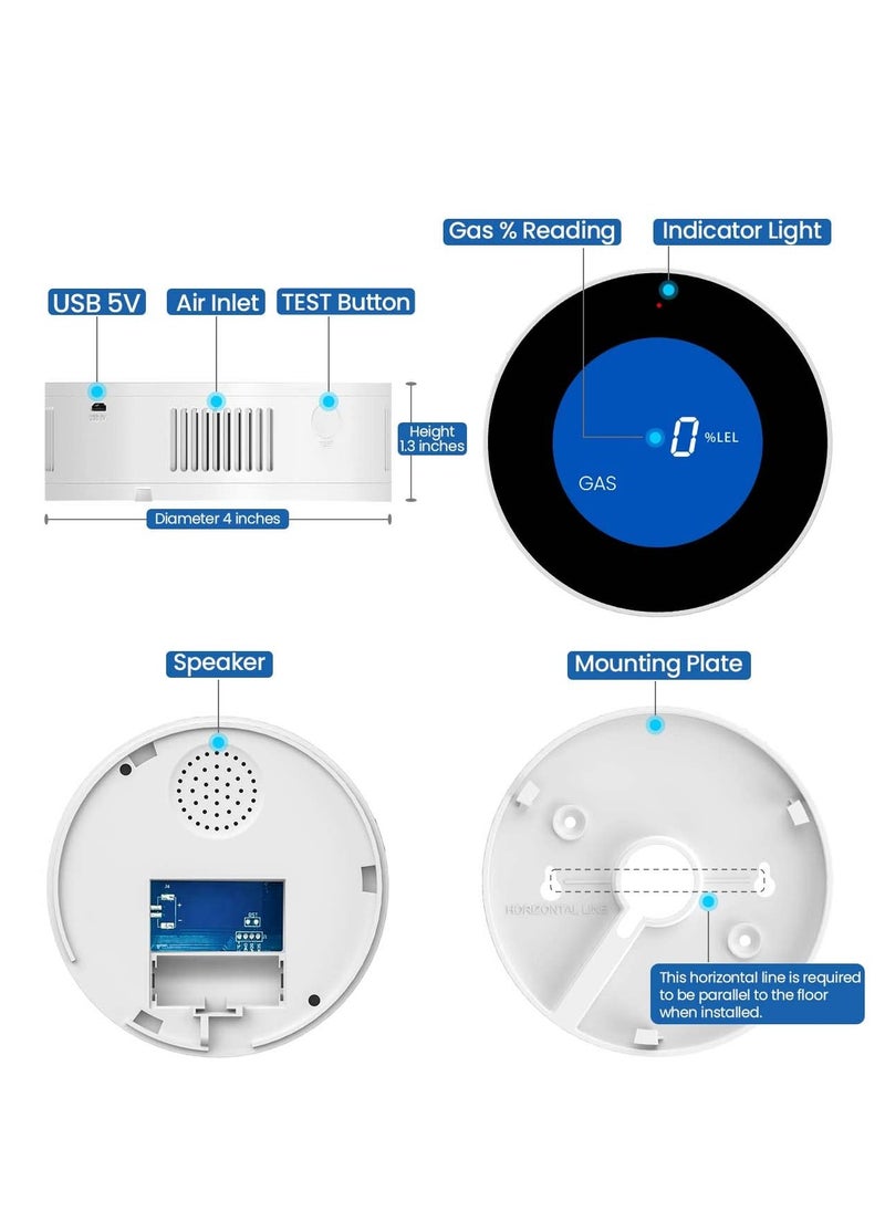 KASTWAVE - Natural Gas Detector for Home, Propane Methane Detector for Kitchen Camper RVs Garage with Accuracy Digital Display, Alarm Sound, Power Cord - Upgraded LNG LPG Gas Leak Detector - Image 1