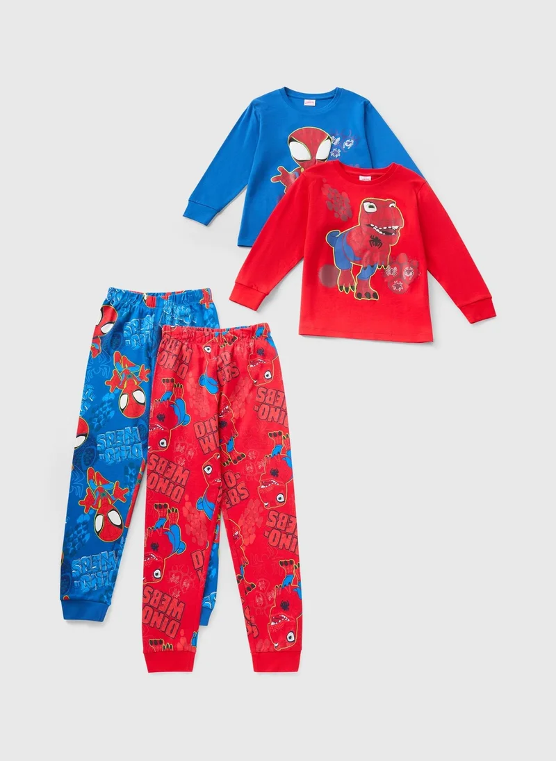 Matalan Spidey & Friends 2 Pack Boys Red Pyjama Sets