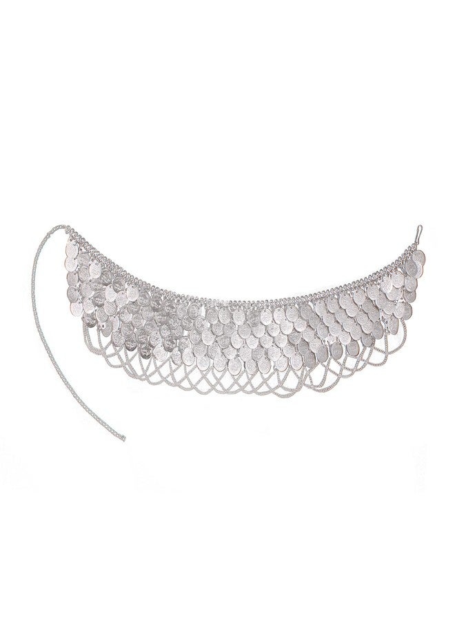 VRITRAZ Silver Plated Belly Dance Costume Accessory | Women’s Coin Hip Scarf Kamarbandh, Waist Belt | for Stage, Wedding, Lehenga & Cultural Events Festive Dance Performance Outfits - Image 4