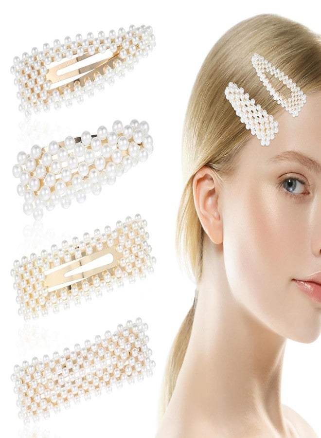 VORSET 6 Piece Multiple mix combo Korean Style Pearl Metal Hair clips, Plastic Pearl Barrettes Hairpin for Women & Girls(White) - Image 1
