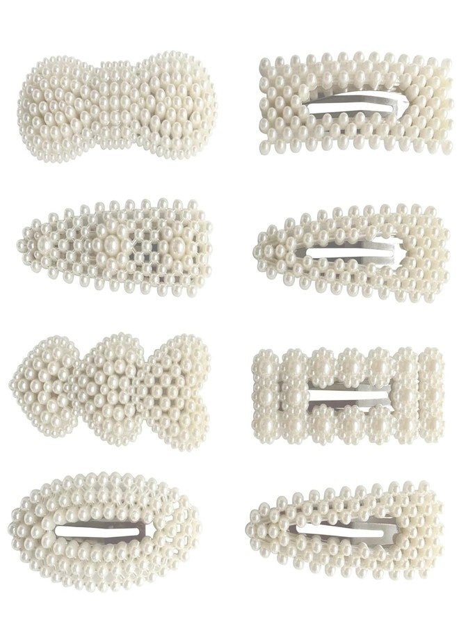 VORSET 6 Piece Multiple mix combo Korean Style Pearl Metal Hair clips, Plastic Pearl Barrettes Hairpin for Women & Girls(White) - Image 3