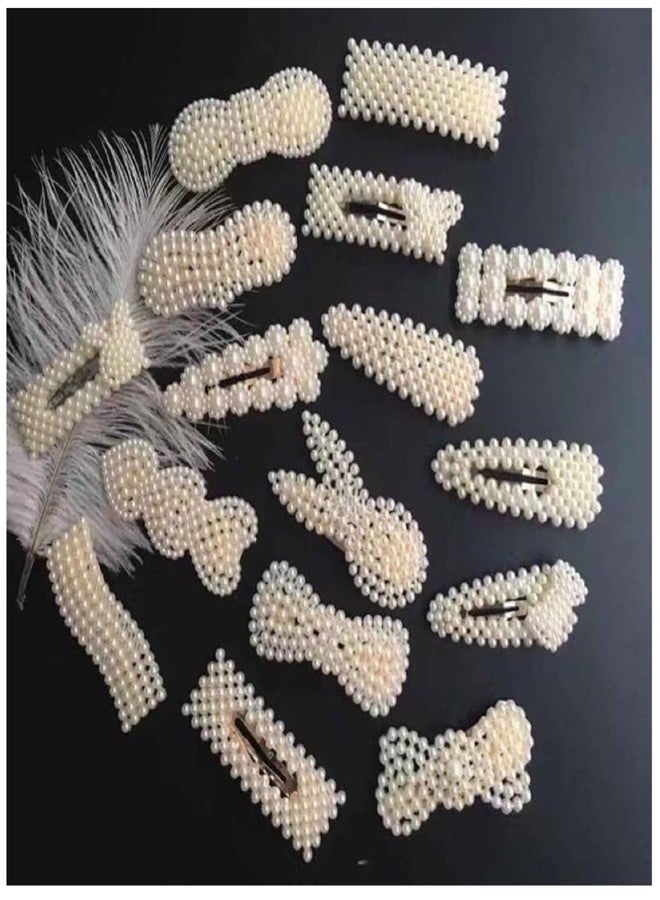 VORSET 6 Piece Multiple mix combo Korean Style Pearl Metal Hair clips, Plastic Pearl Barrettes Hairpin for Women & Girls(White) - Image 4