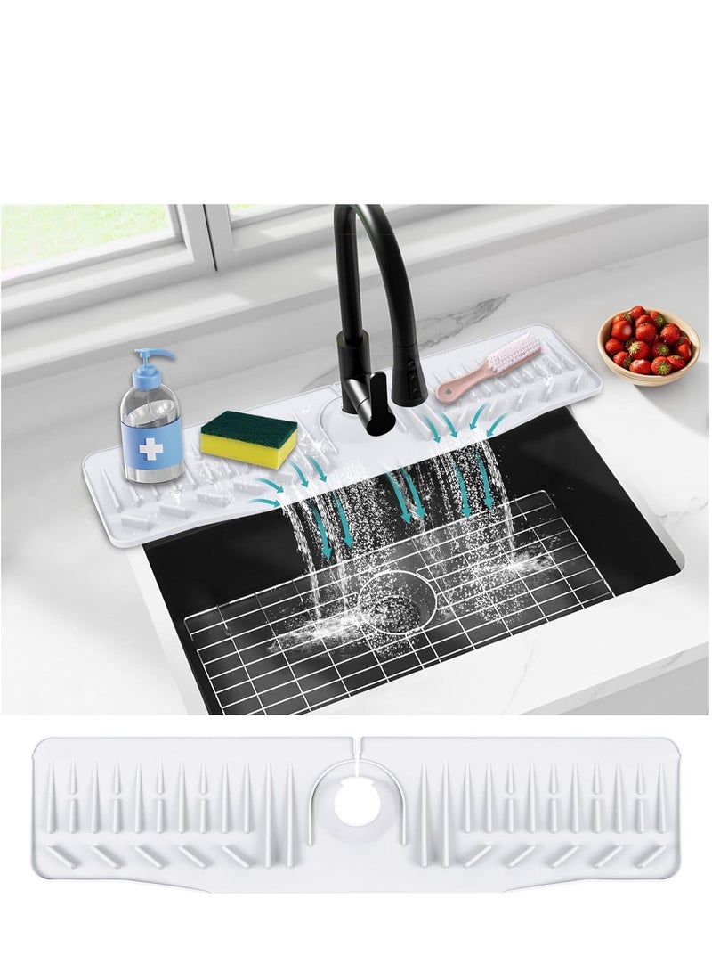 SYOSI Silicone Draining Mat for Sink, 24 Inch Kitchen Silicone Sink Splash Guard, Faucet Splash Mat, Faucet Absorbent Mat, Sink Countertop Protector, Faucet Protector Silicone Drain Mat, Splatter Screens  - Image 1