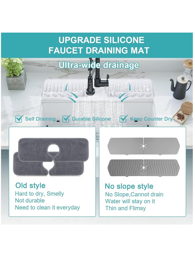 SYOSI Silicone Draining Mat for Sink, 24 Inch Kitchen Silicone Sink Splash Guard, Faucet Splash Mat, Faucet Absorbent Mat, Sink Countertop Protector, Faucet Protector Silicone Drain Mat, Splatter Screens  - Image 3