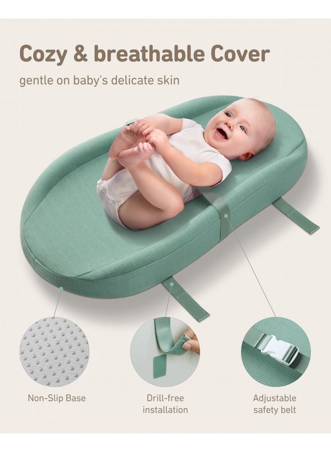 Blissful Diary Blissful Diary Baby Changing Pad with Waterproof Lining Foam, Includes a Soft & Washable Cover, Contoured Changing Table Pads for Dresser Top with Non-Slip Bottom, 32×16 (Green, Avocado) - Image 4