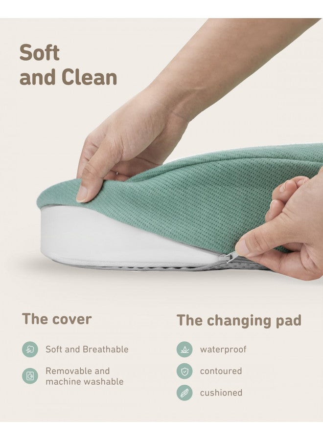 Blissful Diary Blissful Diary Baby Changing Pad with Waterproof Lining Foam, Includes a Soft & Washable Cover, Contoured Changing Table Pads for Dresser Top with Non-Slip Bottom, 32×16 (Green, Avocado) - Image 3